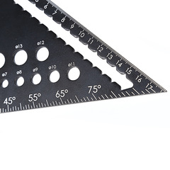 Aluminum alloy woodworking triangle ruler hole triangle plate right angle 45 degree angle ruler woodworking high-precision triangle ruler measuring ruler