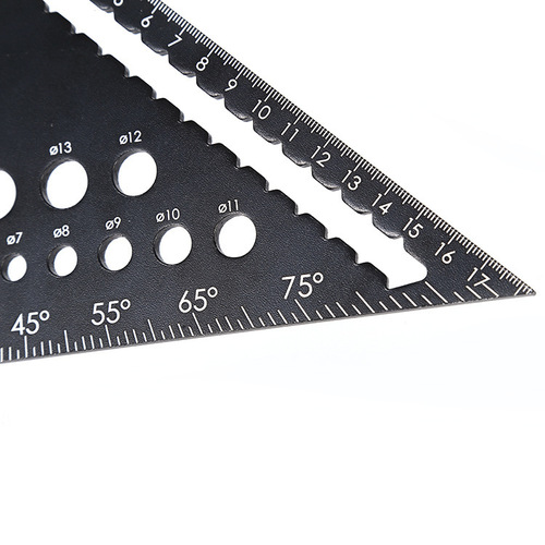 Aluminum alloy woodworking triangle ruler hole triangle plate right angle 45 degree angle ruler woodworking high-precision triangle ruler measuring ruler