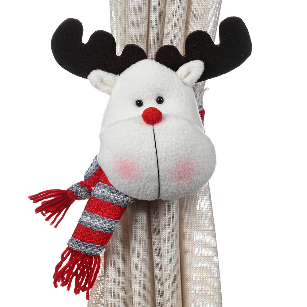 Cortinas de bandas elásticas navideñas abrochadas en alces