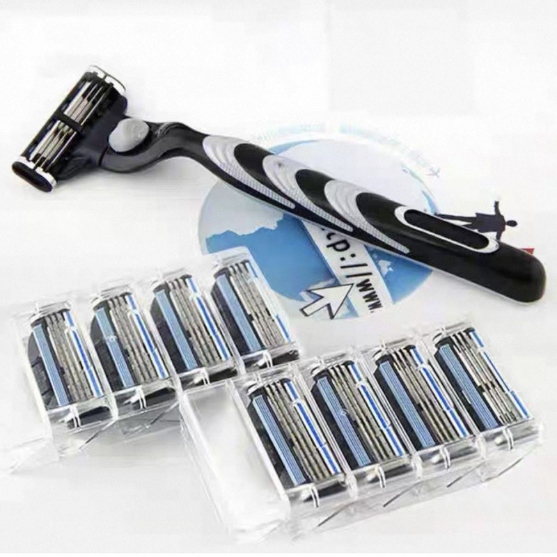 Suitable for Men's Razor Blade Speed 3-Blade Manual Razor with 3 Blades and Three-Layer Razor Holder Suitable for Men's Razor Blade Speed 3-Blade Manual Razor with 3 Blades and Three-Layer Razor Holder