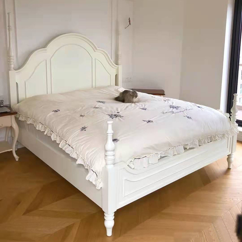 Light luxury bed American modern wooden bed simple solid wood bed 1.8 m wedding bed small red book American master bedroom double bed Light luxury bed American modern wooden bed simple solid wood bed 1.8 m wedding bed small red book American master bedroom double bed