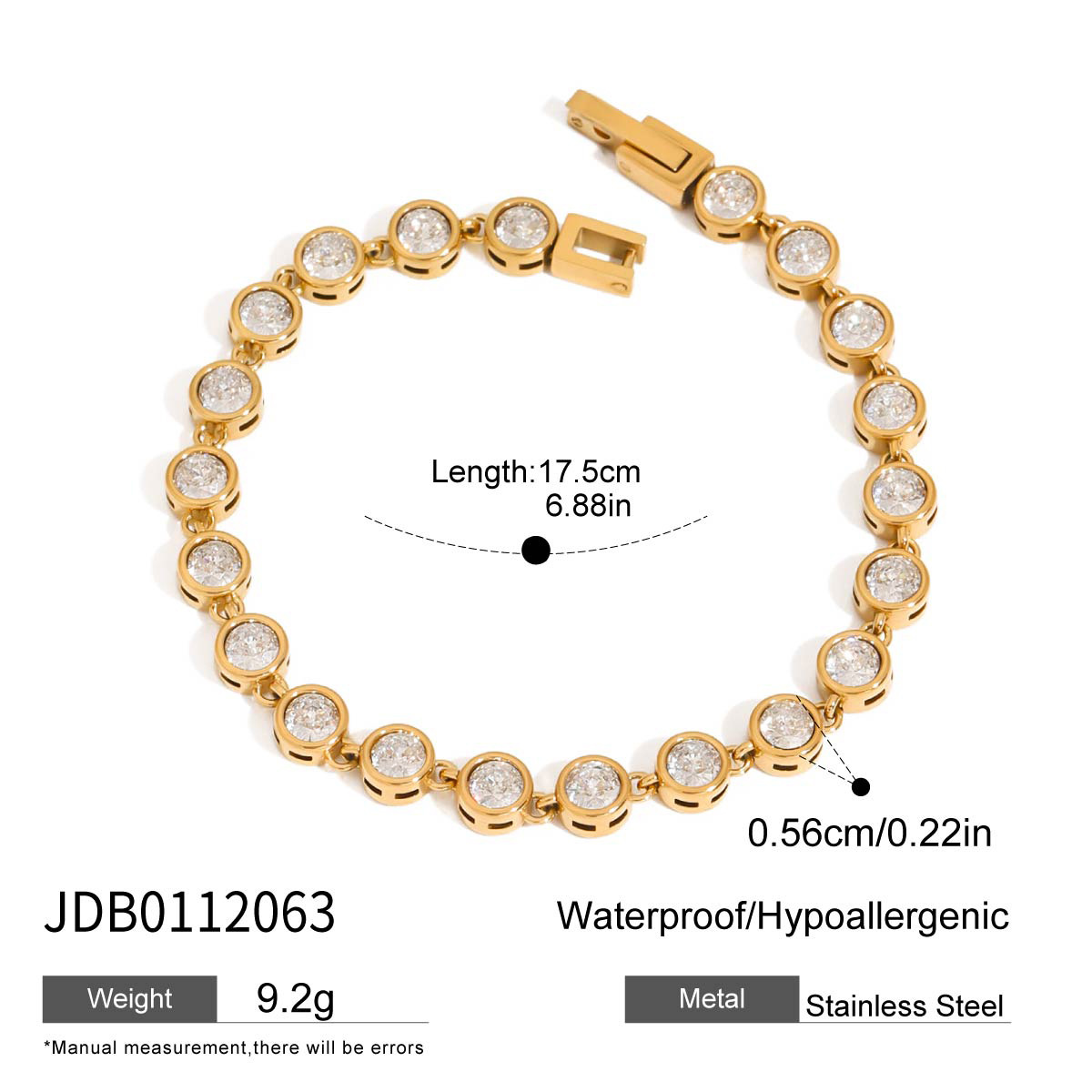JEDING Europa y América pulsera de zircon de acero inoxidable superpuesta lujosa joyas de alta calidad joyas de acero de titanio brazalete transfronterizo