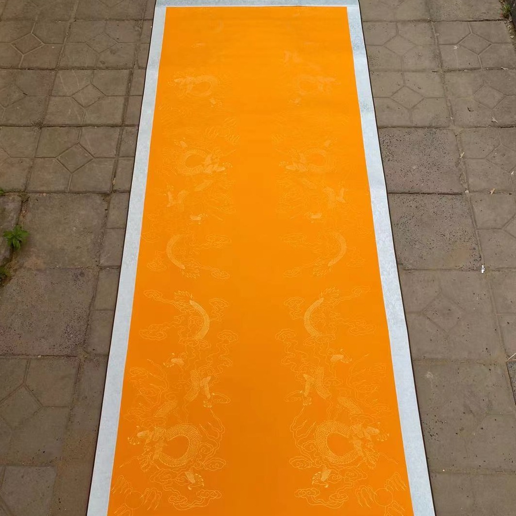 空白画轴小六尺宣纸卷轴锦绫布装裱挂轴毛笔书法国画横幅立轴竖挂