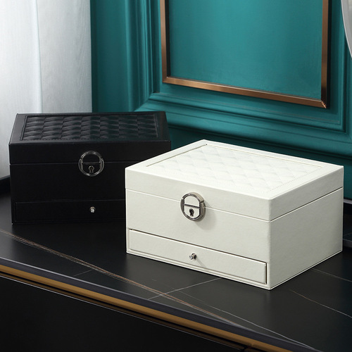 Korean version large-capacity cross-border jewelry box three-layer drawer jewelry cosmetic box earrings earring storage box wholesale