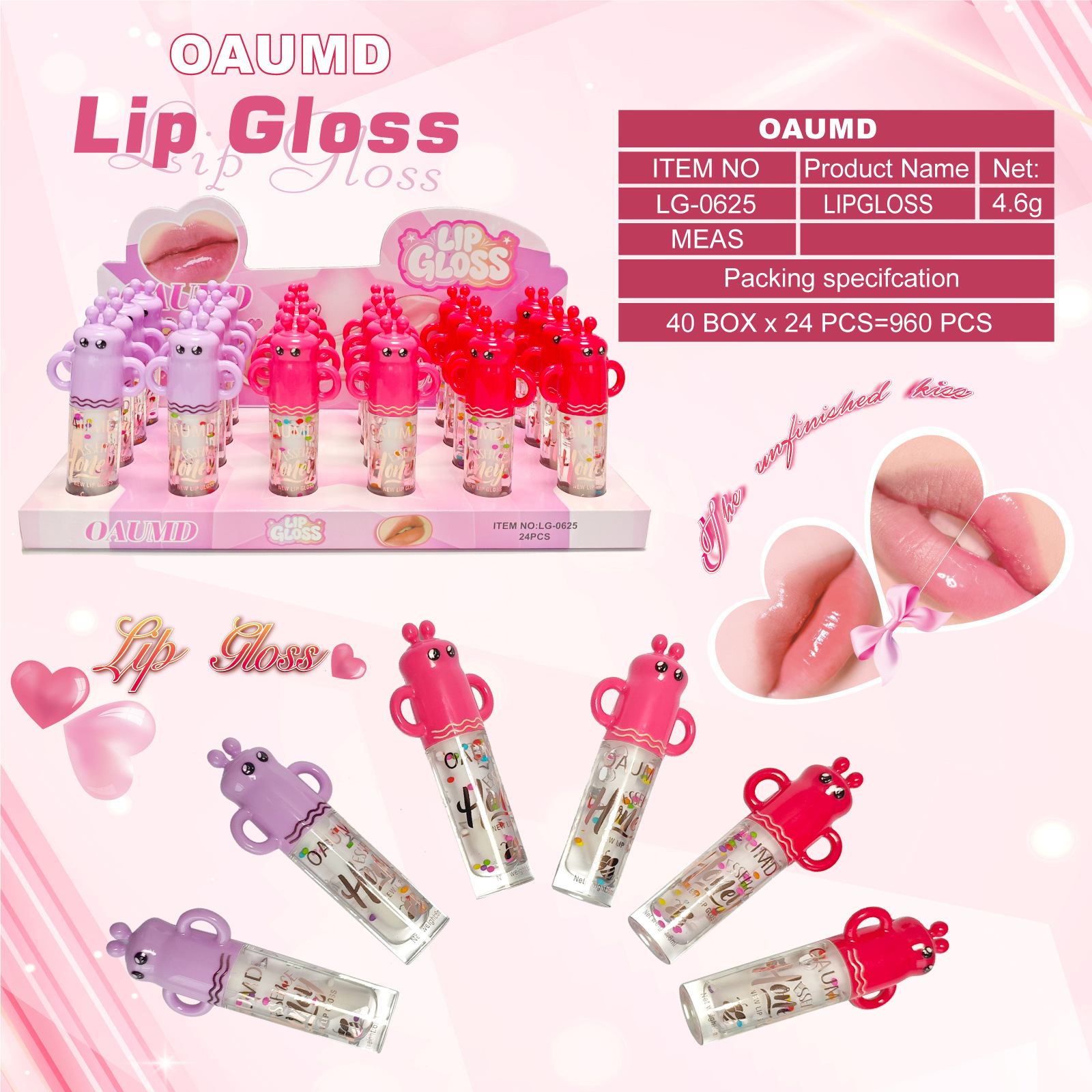 OAUMD comercio exterior transfronterizo nuevo esmalte labial hidratante perdurable colgante de dibujos animados manzana frutas lipstick