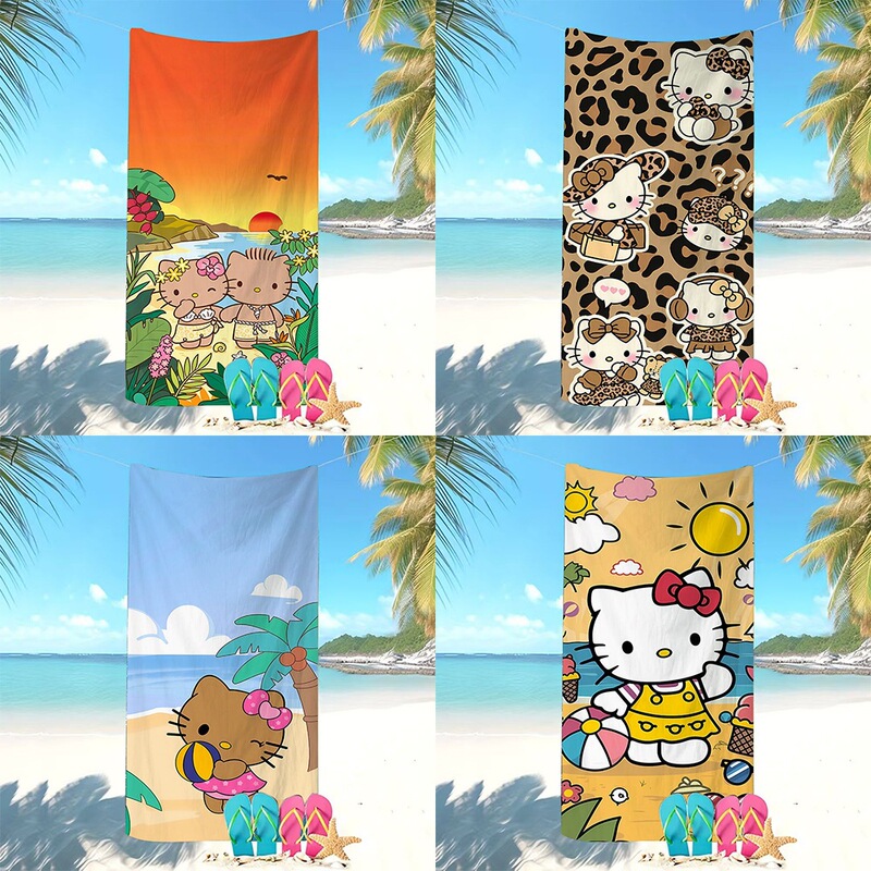 Factory direct sales of Hello Kitty microfiber beach towels, non-sand-absorbing, quick-drying bath towels, cross-border support for mixed orders Factory direct sales of Hello Kitty microfiber beach towels, non-sand-absorbing, quick-drying bath towels, cross-border support for mixed orders