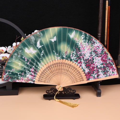 Chinese wind summer ancient folding fan Japanese kimono dress qipao cheongsam dance folding fans in hanfu ms children dance