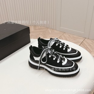 菱格皮 Dad Shoes 2025 Early Spring Fashion New Colorful Woven Shoelaces Platform Sneakers for Women