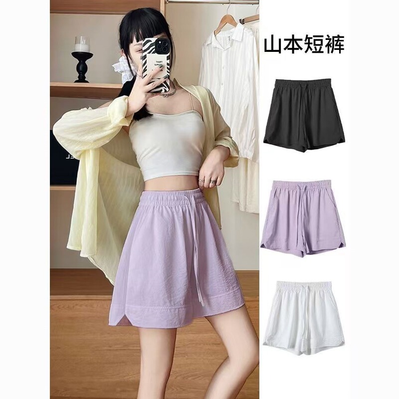 7-Color Fashionable Niche Drawstring Summer Shorts for Plus-Size Women, High-Waisted, Trendy, Versatile, Straight-Leg Shorts for Students