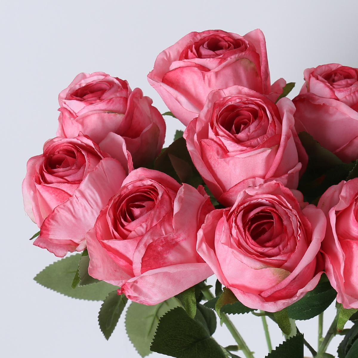 De alta gama a la parrilla, tela de seda, borde quemado, flor artificial, retro romántico, ramo de flores falsas, decoración del hogar, rosa