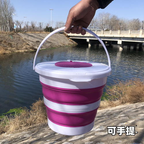 Origin and source of goods Outdoor portable folding water bucket car wash bucket fishing bucket thickened silicone lidded multi-functional bucket
