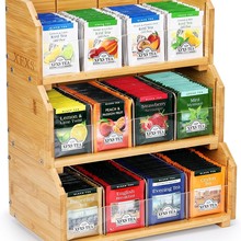 竹制收纳架多功能咖啡包茶包储物架餐厅糖果展示架桌面置物架