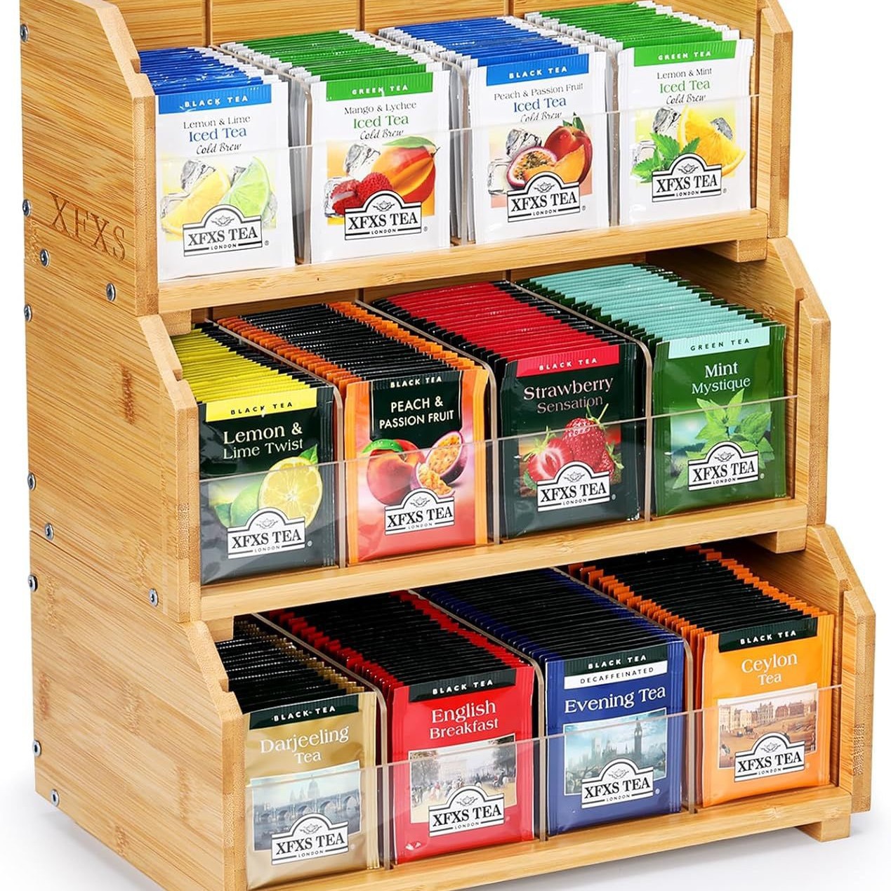 竹制收纳架多功能咖啡包茶包储物架餐厅糖果展示架桌面置物架