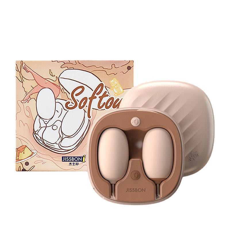 JISBOND Softoy 시리즈 소형 분말 이중선 진동 계란 이중 계란 진동 모델 (캐러멜 색상)