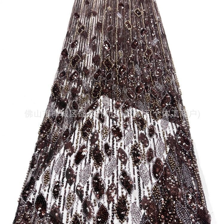 Fábrica directa tridimensional bolsas de perlas tubo bordado tela de alta gama vestido de boda moda cena vestido de tela