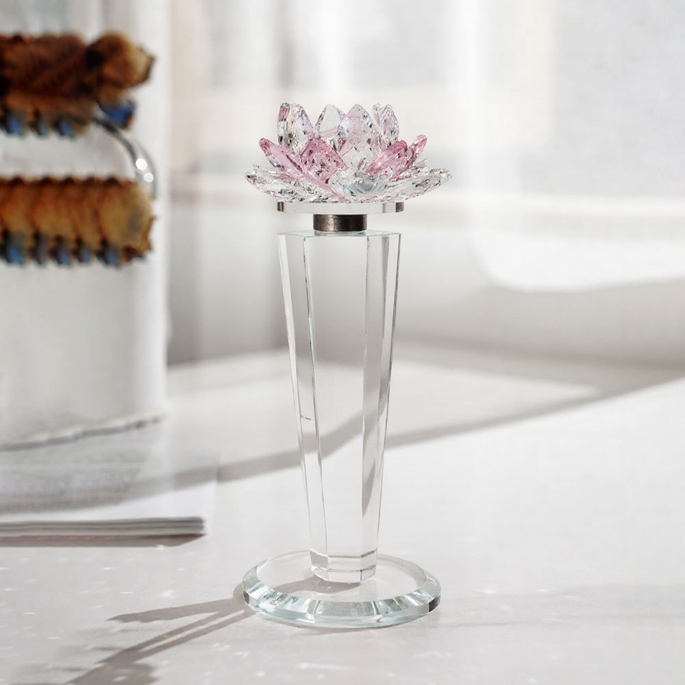 厂家批发创意可旋转水晶莲花奖杯家居家装用品摆件，颁奖礼品