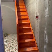 家用室内外实木阁楼楼梯直梯带扶手木梯子加宽踏步台阶梯厂家定