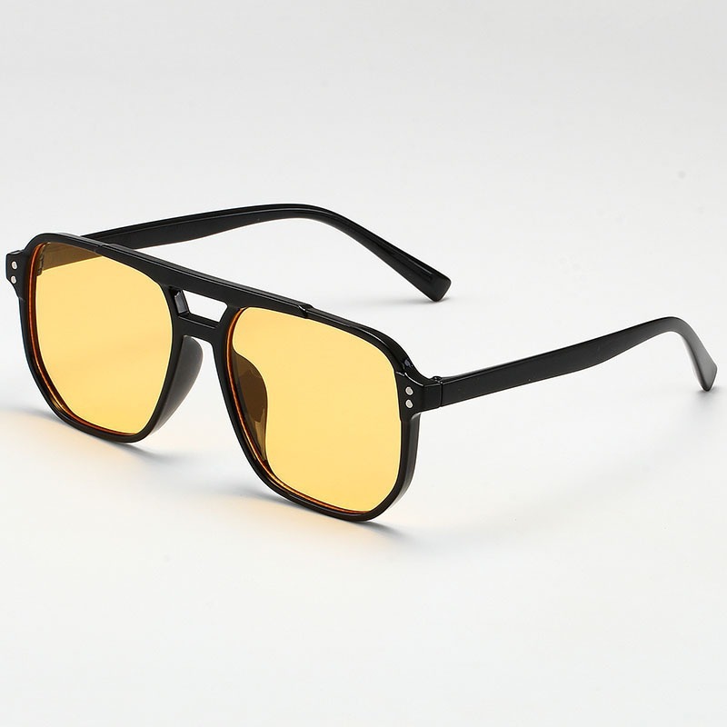 Gafas de sol vintage de doble puente, estilo transfronterizo, modernas y sencillas, con montura grande y lentes de estilo oceánico.