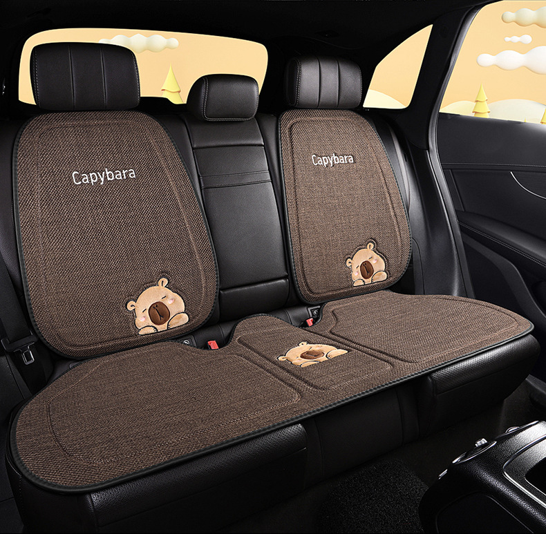 New All-Season Universal Car Seat Cushion Kapibara Linen Car Seat Cushion Single Cartoon Cute Internet Celebrity Butt Cushion