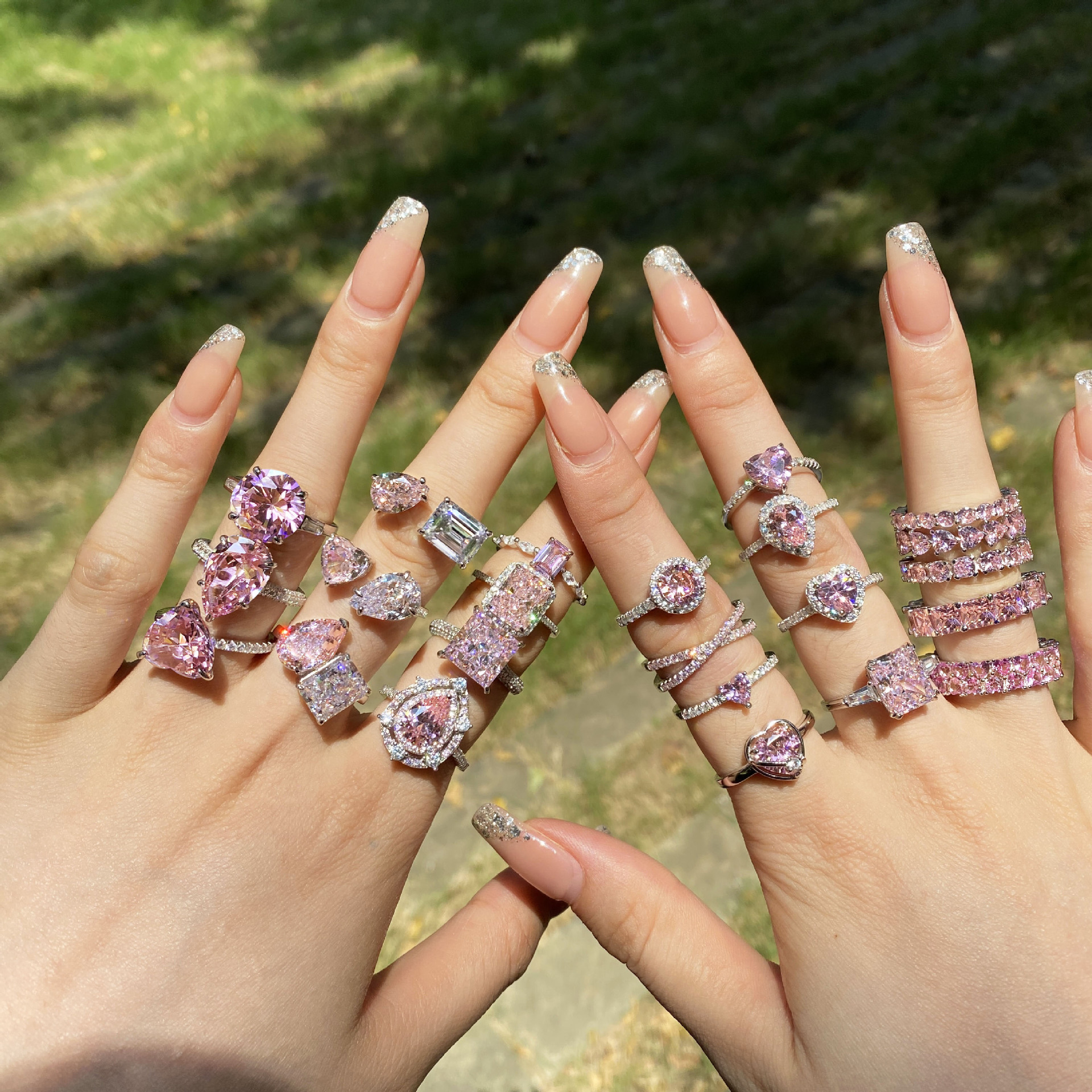 Geometric Pattern 925 Sterling Silver Zircon Geometric Rings