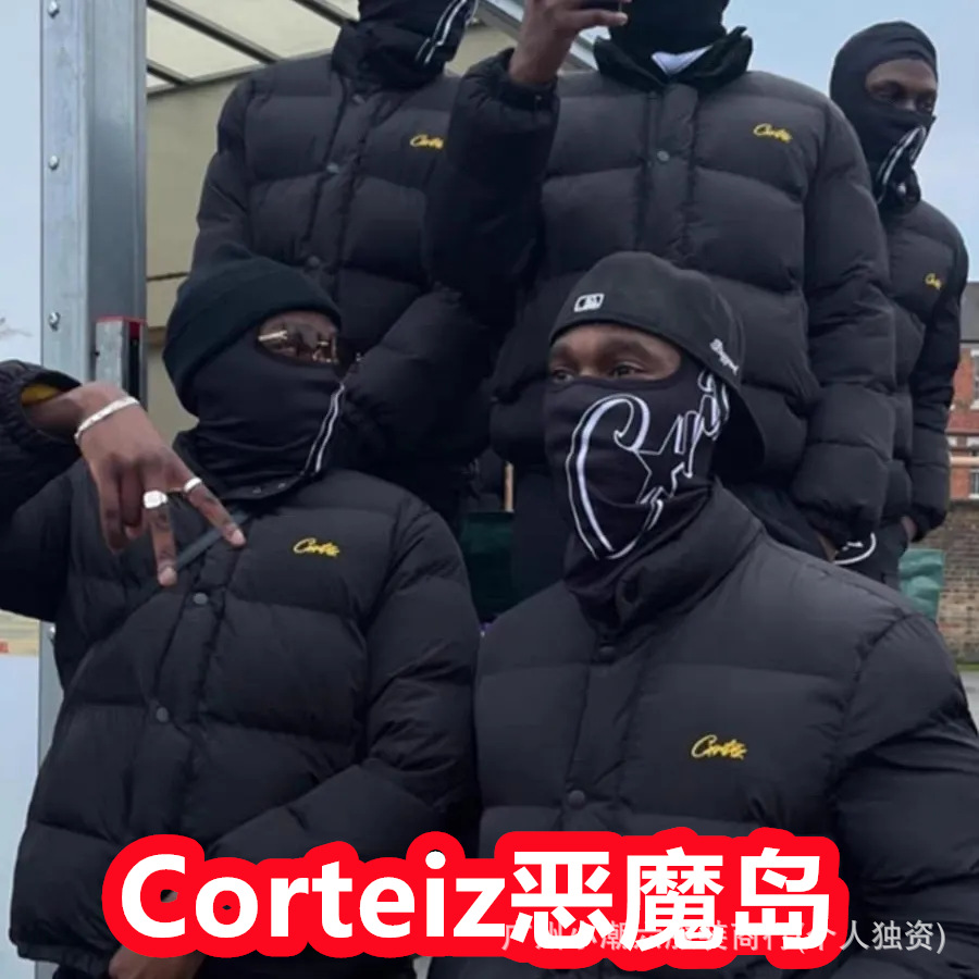跨境外贸恶魔岛美式街头棉服正确版小标刺绣潮冬加厚高街保暖外套
