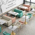 网红奶茶店桌椅甜品小吃汉堡店简约咖啡厅卡座沙发餐饮家具组合