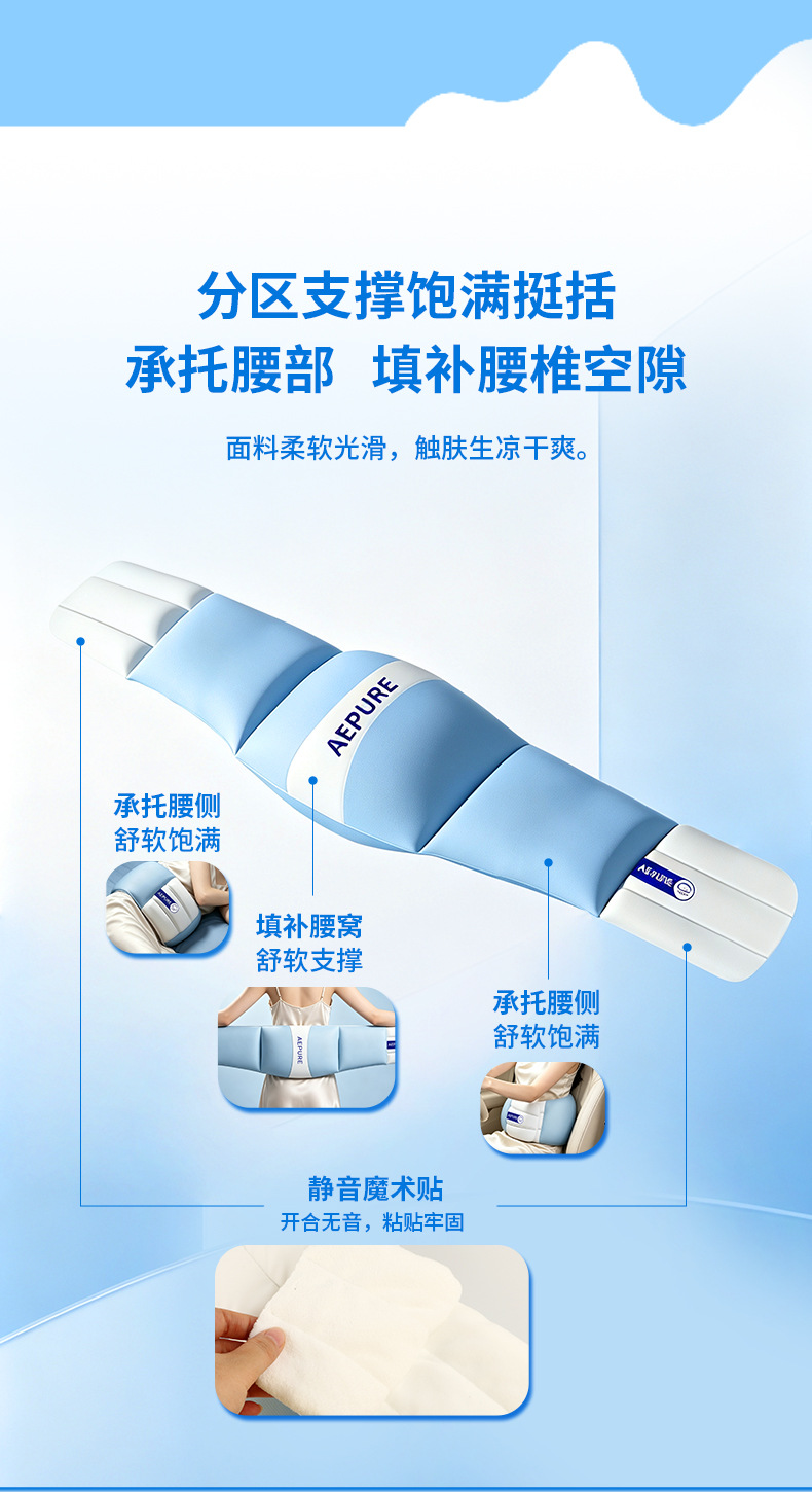 Cloud Sleep Lumbar Support Pillow Breathable Waist Cushion for Home Travel Sitting and Side Sleeping specifications
