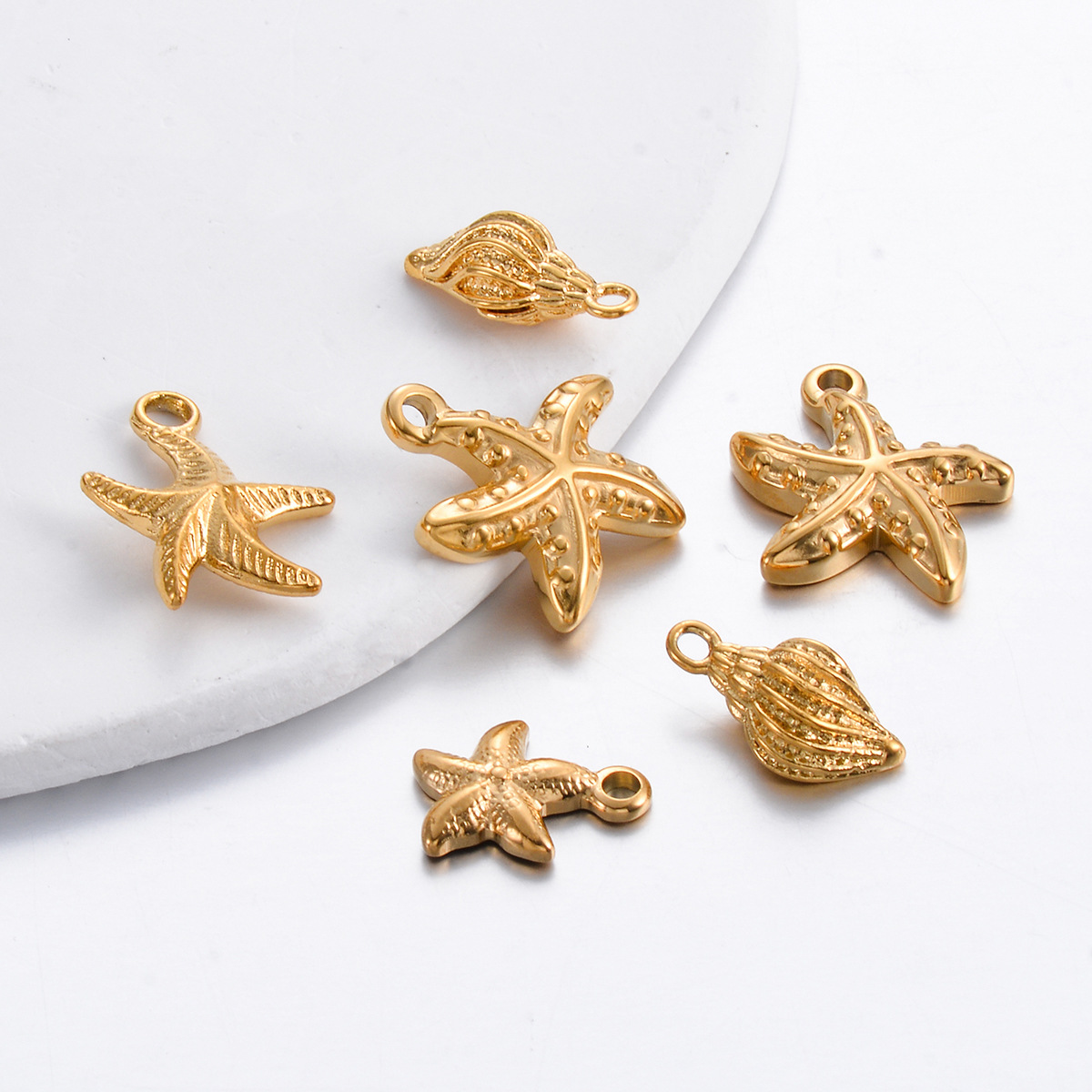 A Pack Of 6 Casual Beach Starfish Conch Stainless Steel Plating Jewelry Accessories display picture 4