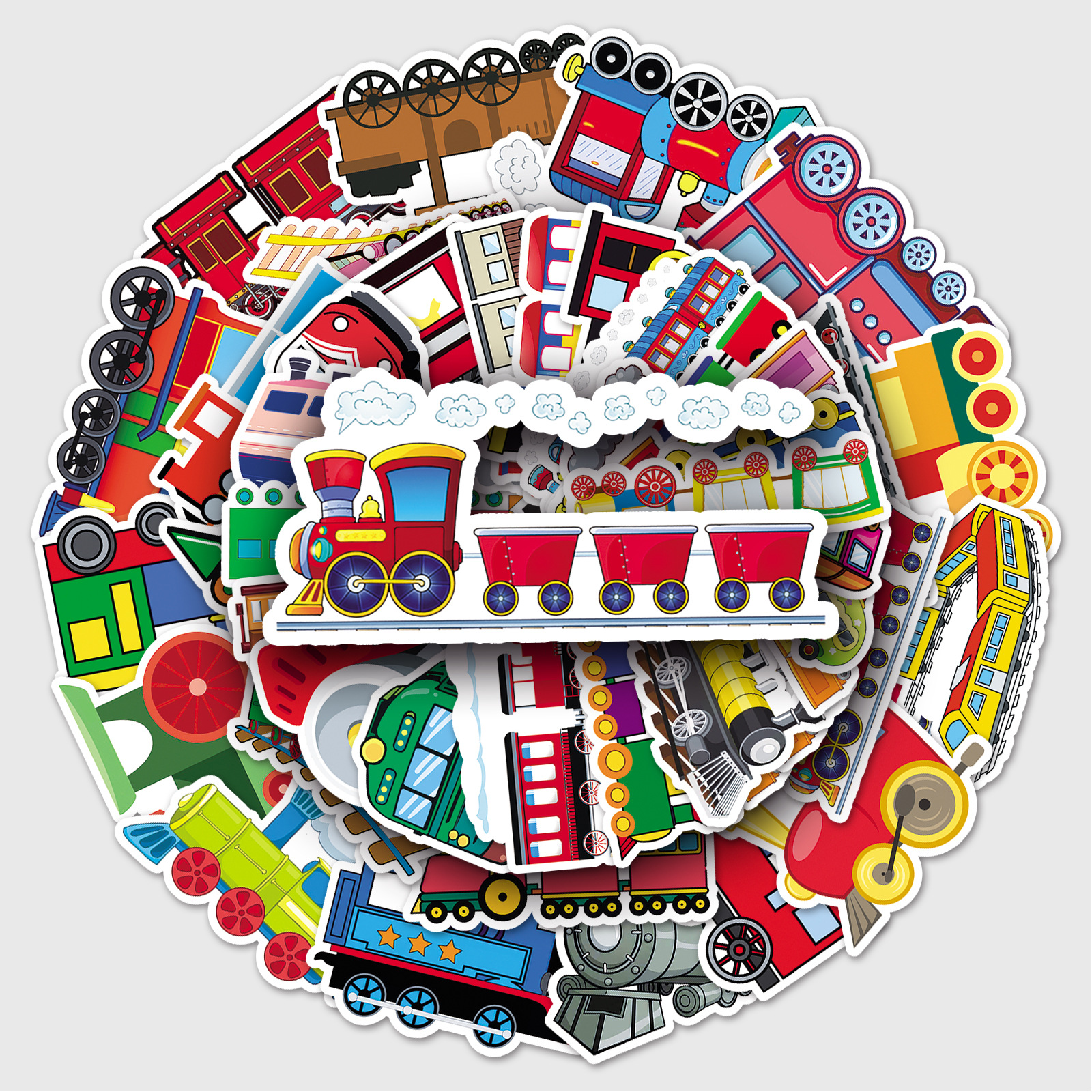 50 pequeño tren personalizado creativo transfronterizo de dibujos animados niños recompensa impermeable Goo tarjeta DIY teléfono móvil equipaje pegatinas
