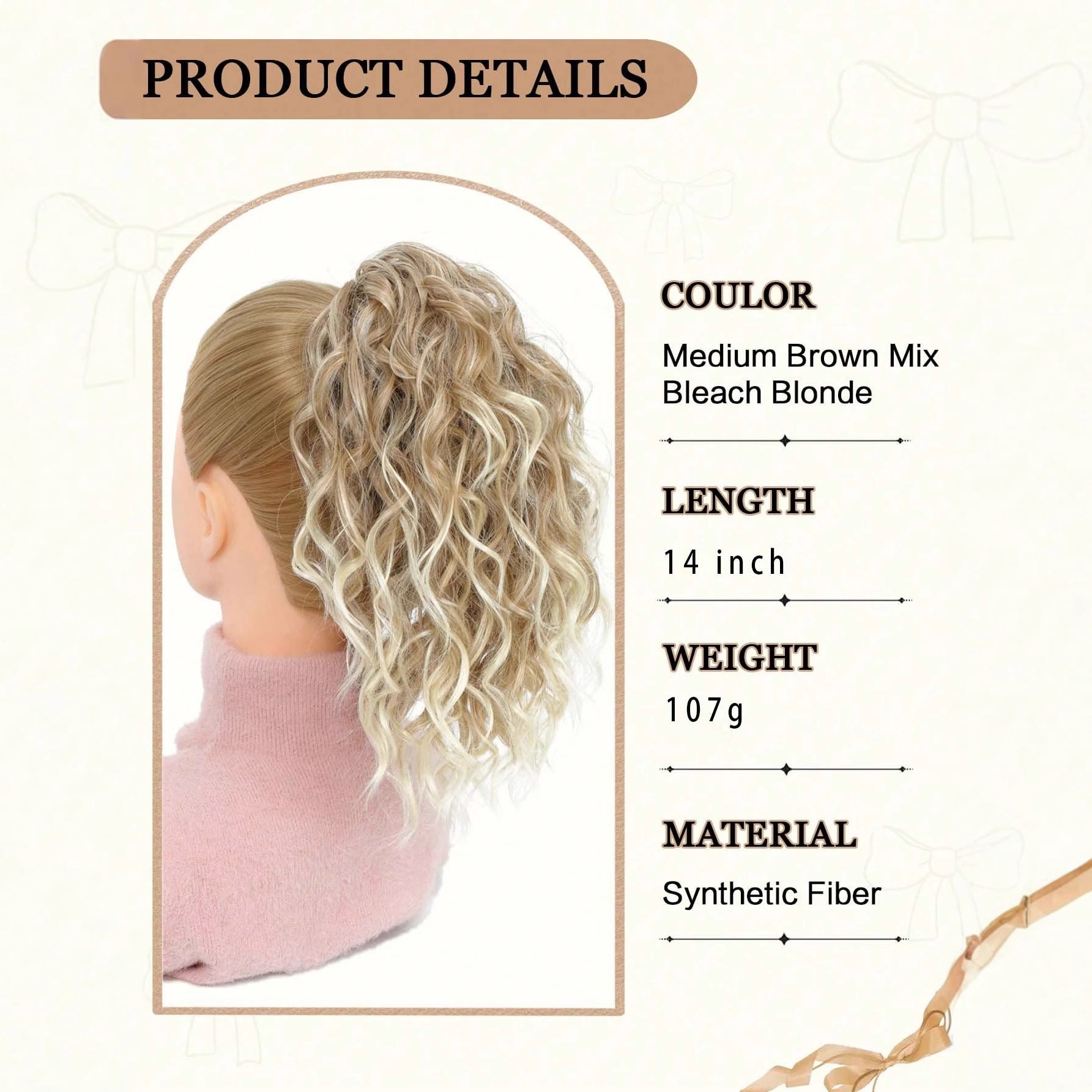 Short Curly Hair Claw Clip Ponytail Synthetic Drawstring Pony_voghion.com