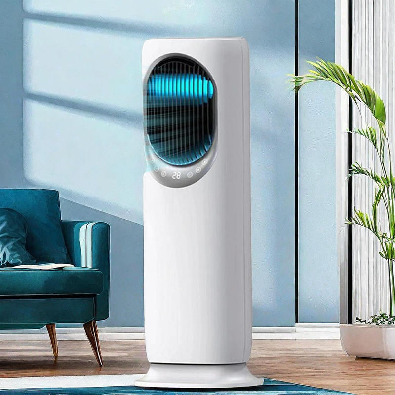 New Air Conditioning Fan Vertical Electric Fan Household Humidification Blue Light Sterilization Bladeless Fan Two-Season Heating and Cooling Air Conditioner