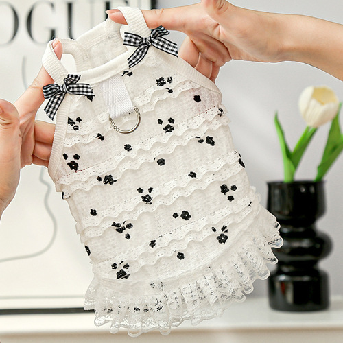 Original Dwarf Cat Spring and Autumn Layered Lace Blouse Pet Dog Clothes Dog Clothes Cat Apparel Pet Supply