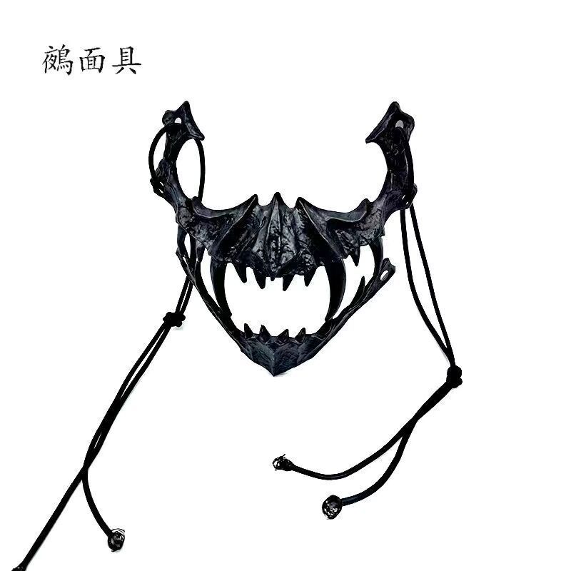 二次元半顔マスク龍神猛虎夜叉天狗人狼仮面演出cos仮装おかしな道具|undefined