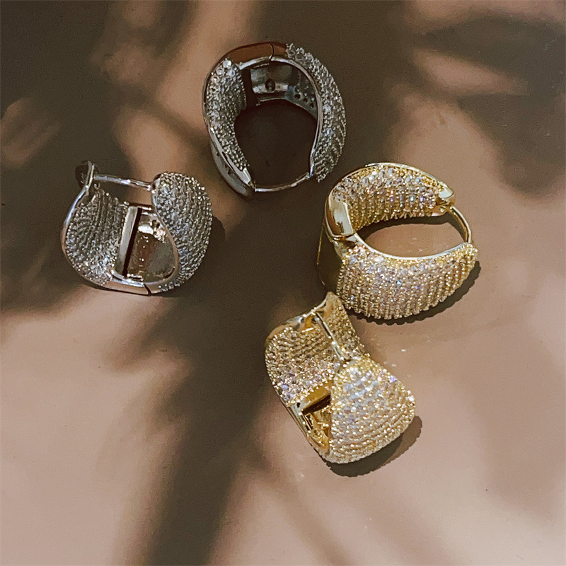 25g Weight Zircon Inlay Material Earrings Classification 1 Pair Retro Geometric Plating Inlay Copper Zircon Earrings