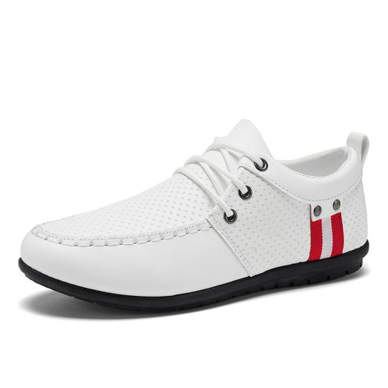 plus size Leather Shoes Men's 2025 New Korean Style Trendy Shoes British Youth Men's Shoes Spring Korean Style Casual Men's White Shoes