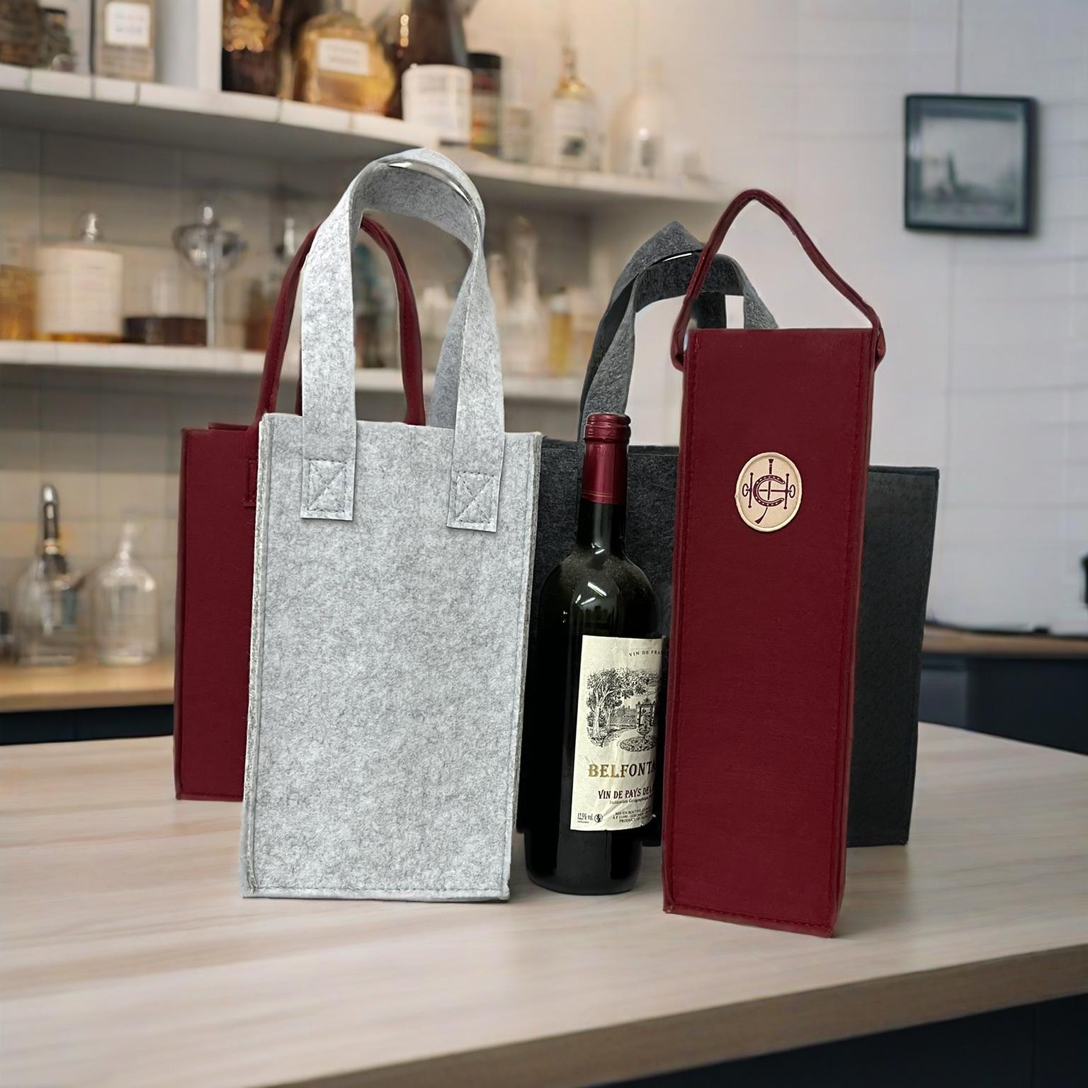 红酒送礼收纳包6瓶装葡萄酒手提收纳袋可印LOGO毛毡酒袋礼盒