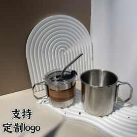 跨境304不锈钢户外水杯露营杯 咖啡杯礼品杯马克杯 折叠柄随手杯