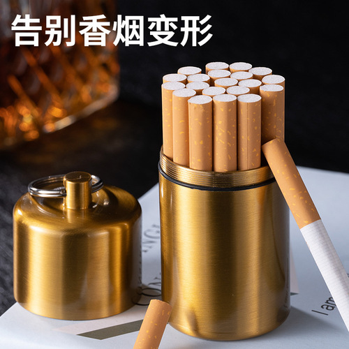 YF-816 Men's Metal Waterproof Cigarette Case 10 Pieces, Outdoor Pressure-Resistant Portable Keychain Storage Sealed Can