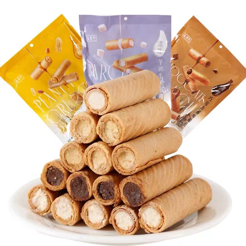 台湾进口 盛香珍蛋卷法式薄饼咸蛋黄曲奇千层酥夹心酥巧克力威化