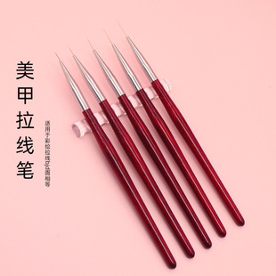 Cross-border new round tail red wood pole nail drawing pen color painting pen suit 5 painting pen bjd photo pen manufacturer