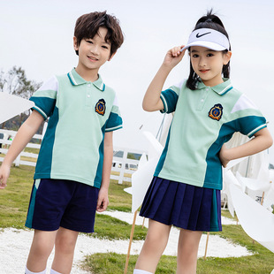 Kindergarten garden clothes green summer suit primary school uniform children's class clothes sportswear summer short sleeve two-piece suit