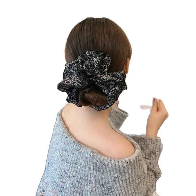女性用の軽くて豪華な文学的な花柄のヘアゴム、女性用のレトロなハイエンドのポニーテールヘアロープ、ヘアアクセサリー、ヘアロープ|undefined