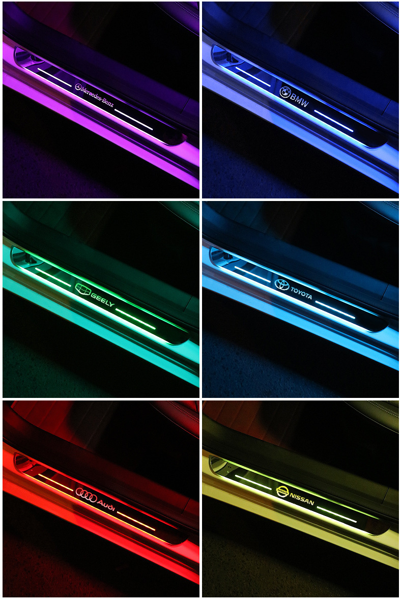 Car Door Welcome Pedal Luminous Threshold Strip Wiring-Free Phantom Car Atmosphere Light Modified Decorative Led Streamer Breathing