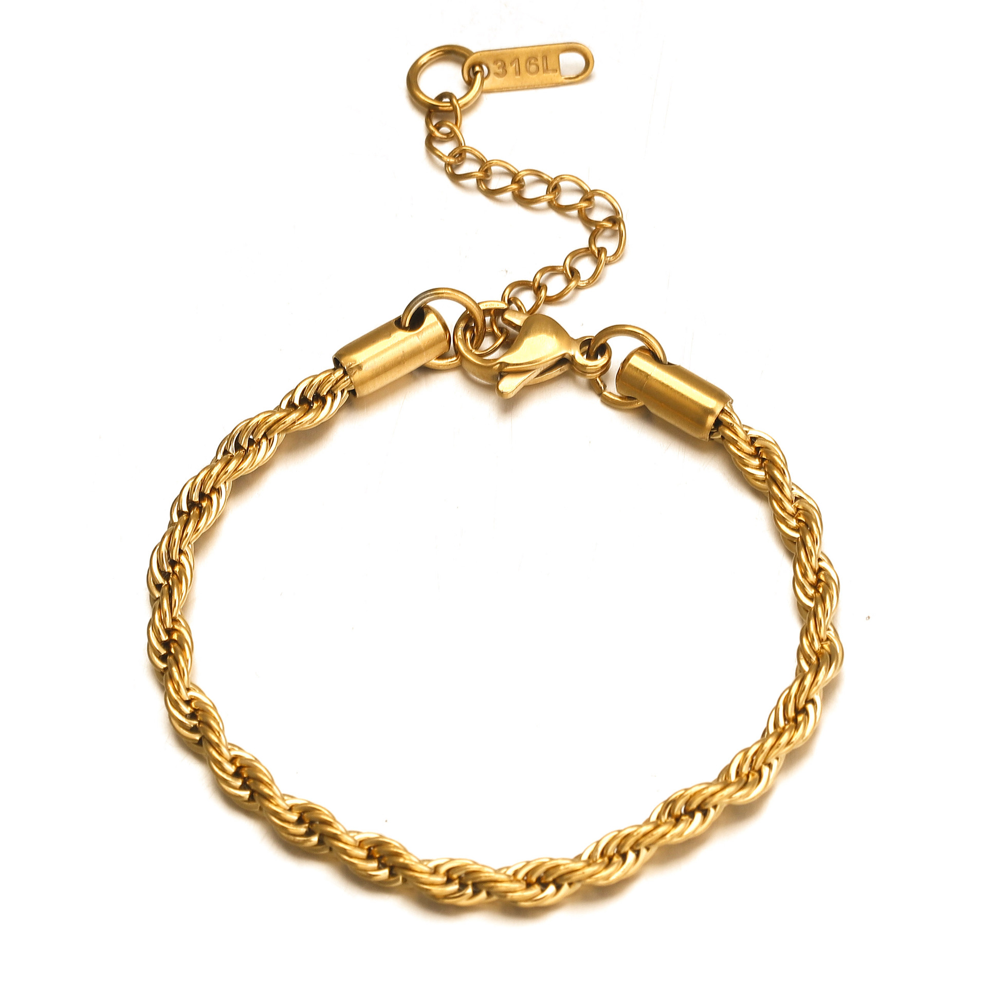 10g Weight PVD Coated Gold Plating Process PVD Coated Real Gold Plated Geometric 304 Stainless Steel Simple Style Waterproof Non Tarnish 304 Stainless Steel Bracelets