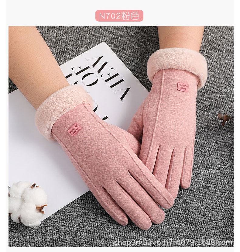 Guantes de gamuza de invierno de los hombres forrado de lana caliente a prueba de viento a prueba de frío antideslizante pareja guantes de pantalla táctil mujeres al por mayor