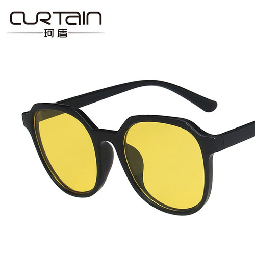 Concave shape Korean version ins street shooting fashion brown sunglasses women's all-match model showing small face  sunglasses square