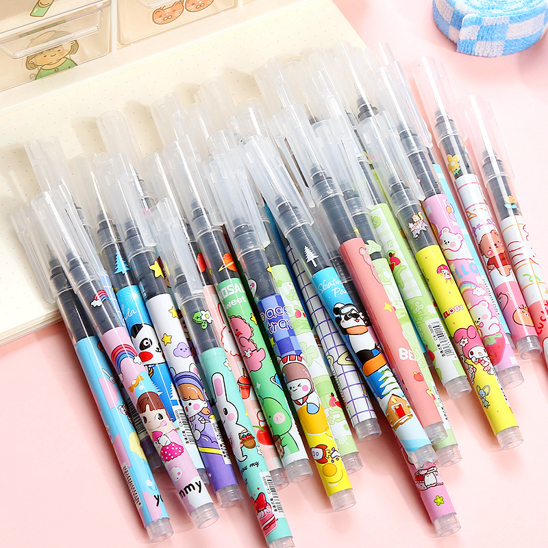 A granel de dibujos animados lindo pluma de gel recta estudiante de alto aspecto ins Examen de bolígrafo de secado rápido pluma negra 0,5