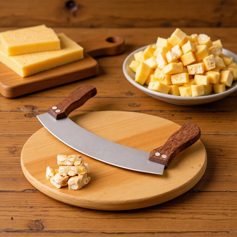 Solid Wood Handle Curved Cheese Knife Stainless Steel Soft Food Cutter Baking Light Food Kitchen Tool Manufacturer Wholesale