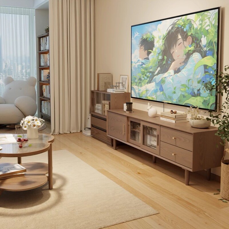 無垢材テレビキャビネット収納オールインワンリビングルームホームアンティークスタイルコーヒーテーブル組み合わせフロアキャビネットサイドキャビネット|undefined