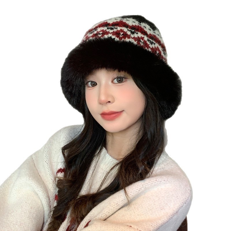 日系秋冬季甜美帽子女款大头围加绒保暖盆帽时尚百搭高级感渔夫帽|undefined